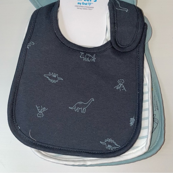Carter’s Bibs 🦕 and Just Born Hooded Towel 🐳 and Washcloths - both NWT - Picture 5 of 14